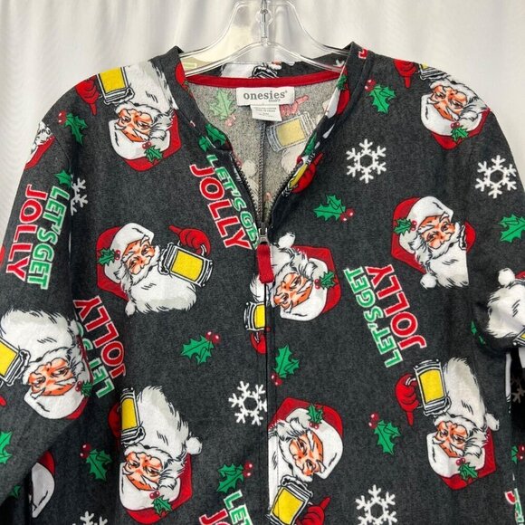 Onesies Brand Unisex Zip Up Christmas Pajama Onesie Long Sleeve Multicolor S/M - Picture 3 of 9